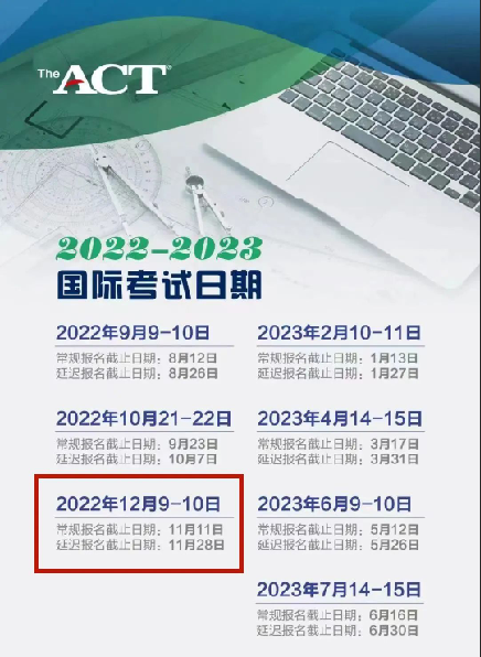 12月的ACT和1月的Alevel的考生必須早做打算！