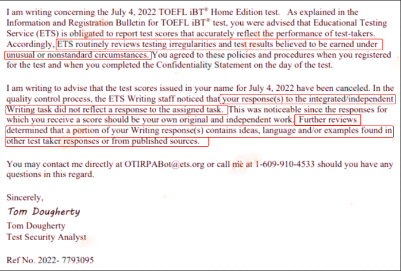 托福写作被打0分考试成绩取消！只因犯下这个错误！